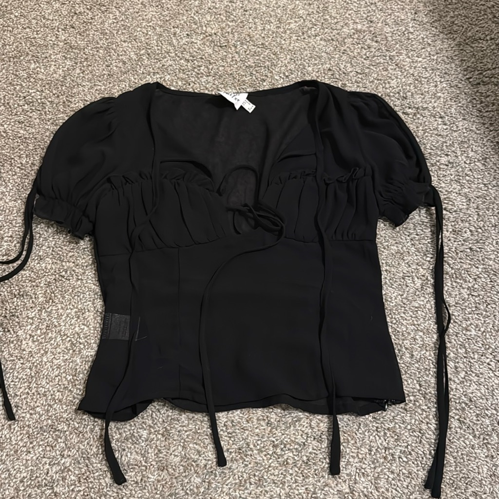 Princess Polly Black Mesh Top Size Us 2